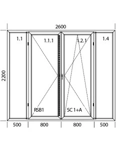Kunststoff Balkontür PVC 2600 x 2200 mm Terrassentür Festverglasung | Dreh | Dreh-Kipp | Festverglasung | Bodentiefe Fenster 2