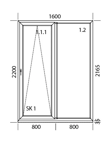 PSK Terrassentür Balkontür PVC 1600 x 2200 mm Schiebetür | Bodentiefe Fenster