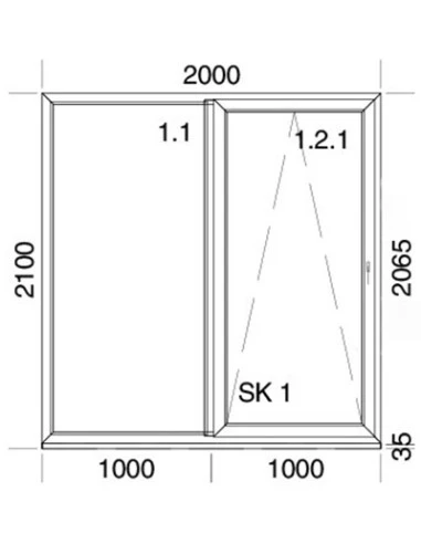 PSK Terrassentür Balkontür PVC 2000 x 2100mm Schiebetür | Bodentiefe Fenster