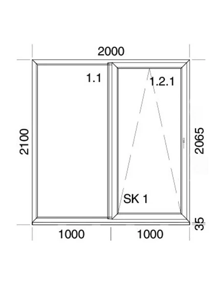 PSK Terrassentür Balkontür PVC 2000 x 2100mm Schiebetür | Bodentiefe Fenster