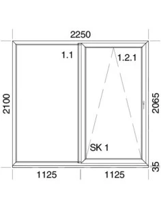 PSK Terrassentür Balkontür PVC 2250 x 2100 mm Schiebetür | Bodentiefe Fenster 2