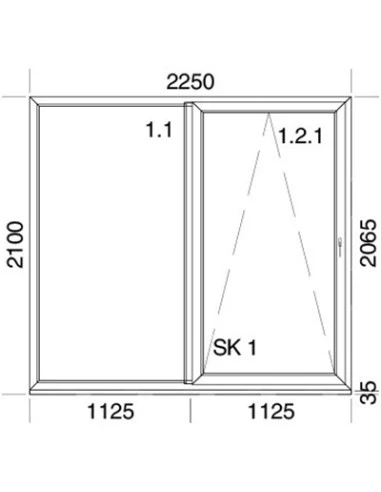 PSK Terrassentür Balkontür PVC 2250 x 2100 mm Schiebetür | Bodentiefe Fenster