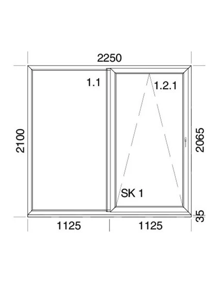 PSK Terrassentür Balkontür PVC 2250 x 2100 mm Schiebetür | Bodentiefe Fenster