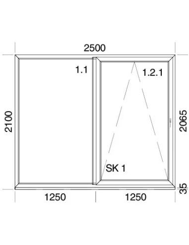 PSK Terrassentür Balkontür PVC 2500 x 2100 mm Schiebetür | Bodentiefe Fenster