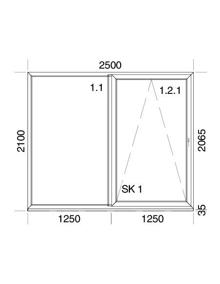 PSK Terrassentür Balkontür PVC 2500 x 2100 mm Schiebetür | Bodentiefe Fenster