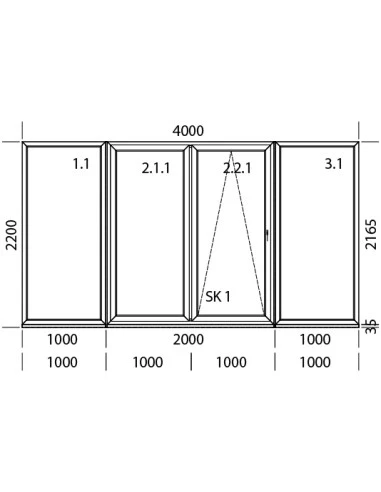 PSK Terrassentür Balkontür PVC 4000 x 2200 mm Schiebetür | Bodentiefe Fenster