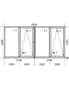 PSK Terrassentür Balkontür PVC 4200 x 2200 mm Schiebetür | Bodentiefe Fenster 2