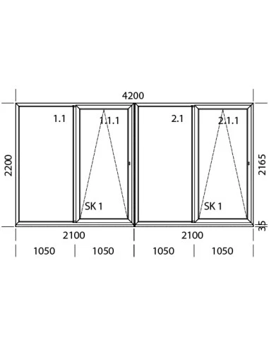 PSK Terrassentür Balkontür PVC 4200 x 2200 mm Schiebetür | Bodentiefe Fenster