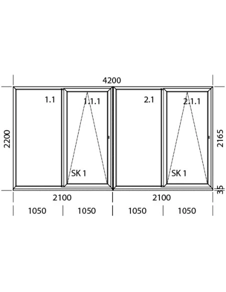 PSK Terrassentür Balkontür PVC 4200 x 2200 mm Schiebetür | Bodentiefe Fenster