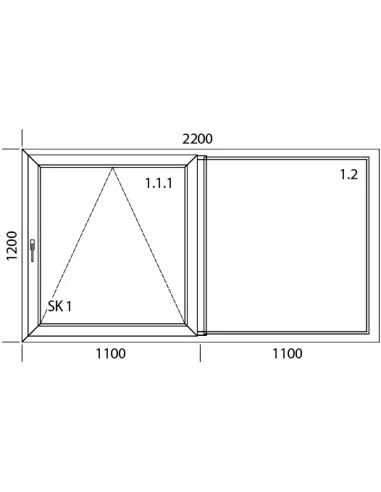 Kunststofffenster PVC 2200 x 1200 mm Schiebefenster PSK