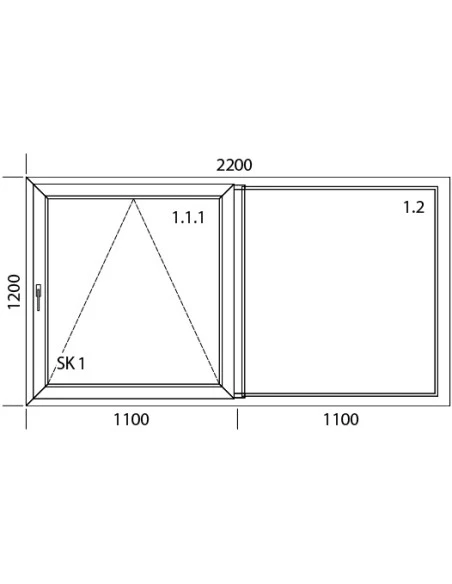 Kunststofffenster PVC 2200 x 1200 mm Schiebefenster PSK