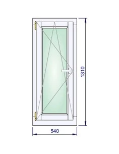 Holzfenster 540 x 1310 mm Kiefer kantelholz Dreh-Kipp
