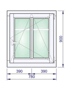 Holzfenster 780 x 900 mm Kiefer keilgezinkt Dreh-Kipp