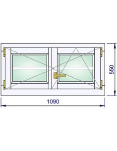 Holzfenster 1090 x 550 mm Kiefer kantelholz Dreh | Dreh-Kipp