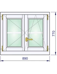 Holzfenster 890 x 770 mm Kiefer kantelholz Dreh | Dreh-Kipp