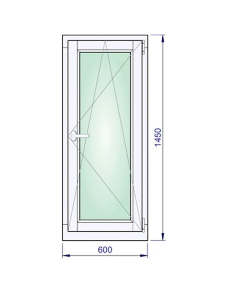 Holzfenster 600 x 1450 mm Meranti kantelholz Dreh-Kipp