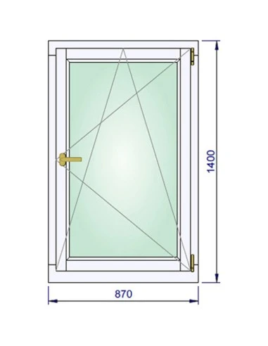 Holzfenster 870 x 1400 mm Meranti kantelholz Dreh-Kipp