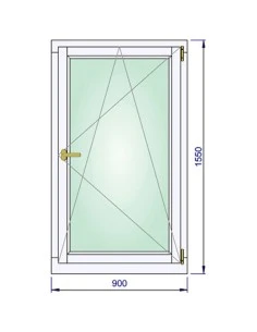 Holzfenster 900 x 1550 mm Meranti kantelholz Dreh-Kipp