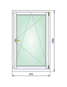 Holzfenster 970 x 1560 mm Meranti kantelholz Dreh-Kipp