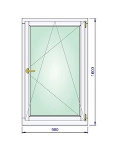 Holzfenster 980 x 1600 mm Meranti kantelholz Dreh-Kipp