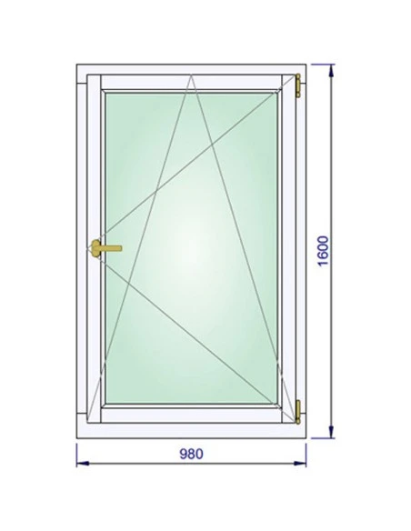 Holzfenster 980 x 1600 mm Meranti kantelholz Dreh-Kipp