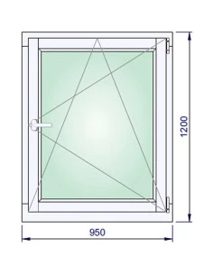 Holzfenster 950 x 1200 mm Meranti kantelholz Dreh-Kipp