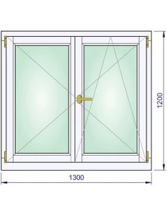 Holzfenster 1300 x 1200 mm Kiefer kantelholz Dreh | Dreh-Kipp