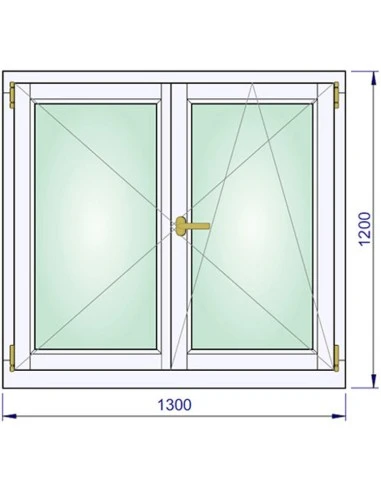 Holzfenster 1300 x 1200 mm Kiefer kantelholz Dreh | Dreh-Kipp