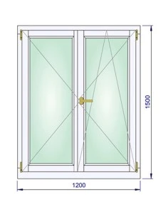 Holzfenster 1200 x 1500 mm Kiefer kantelholz Dreh | Dreh-Kipp