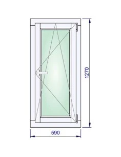 Holzfenster 590 x 1270 mm Kiefer keilgezinkt Dreh-Kipp