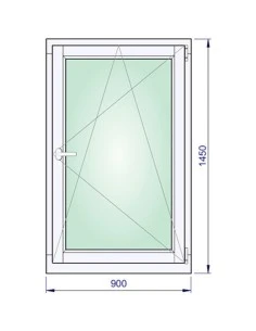 Holzfenster 900 x 1450mm Meranti kantelholz Dreh-Kipp