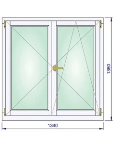 Holzfenster 1340 x 1360 mm Kiefer kantelholz Dreh | Dreh-Kipp