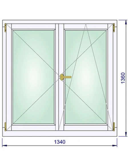 Holzfenster 1340 x 1360 mm Kiefer kantelholz Dreh | Dreh-Kipp
