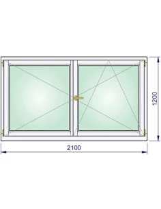 Holzfenster 2100 x 1200 mm Kiefer kantelholz Dreh | Dreh-Kipp