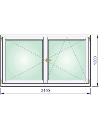 Holzfenster 2100 x 1200 mm Kiefer kantelholz Dreh | Dreh-Kipp