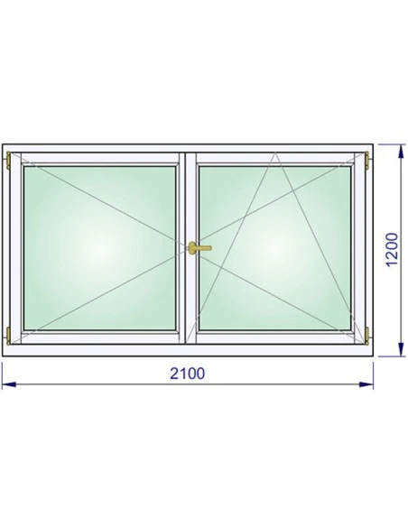 Holzfenster 2100 x 1200 mm Kiefer kantelholz Dreh | Dreh-Kipp