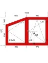 Kunststoff-Alu Fenster 1930 x 1270 mm Dreh| Dreh-Kipp