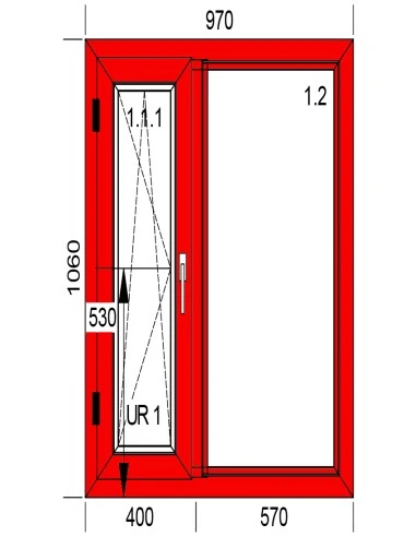 Kunststoff-Alu Fenster 970 x 1060 mm Dreh-Kipp| Festverglasung