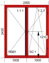 Kunststoff-Alu Fenster 2000 x 2430 mm Dreh | Dreh-Kipp