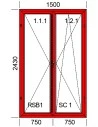 Kunststoff-Alu Fenster 1500 x 2430 mm Dreh | Dreh-Kipp