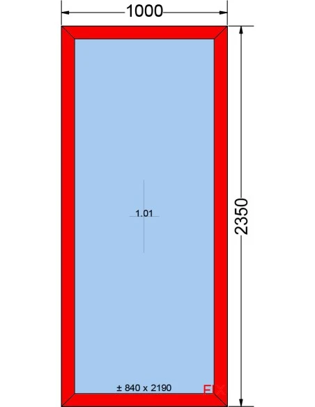 Kunststoff-Alu Fenster 1000 x 2350 mm Festverglasung