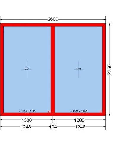 Kunststoff-Alu Fenster 2600 x 2350 mm Festverglasung