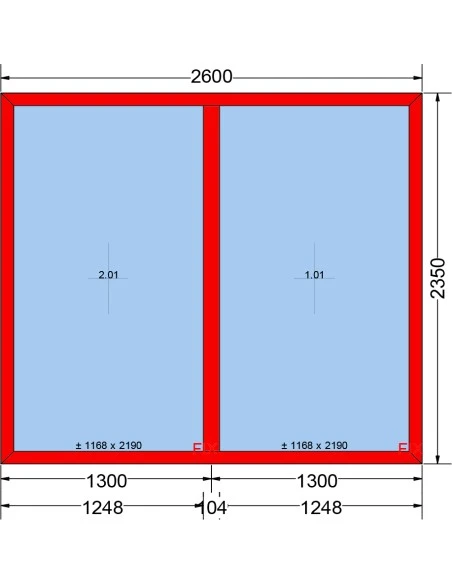 Kunststoff-Alu Fenster 2600 x 2350 mm Festverglasung