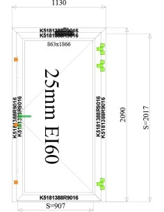 Aluminium Tür Brandschutztür 1130 x 2090 mm MB-78EI T60 2