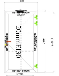 Aluminium Tür Brandschutztür 1100 x 2080 mm MB-60E EI T30