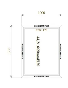 Aluminium Brandschutzfenster 1000 x 1300 mm MB-78EI F30 Festverglasung