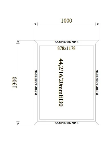 Aluminium Brandschutzfenster 1000 x 1300 mm MB-78EI F30 Festverglasung