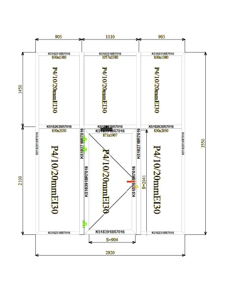 Aluminium Tür Brandschutztür Schaufenster 2920 x 3550 mm MB-60E EI T30