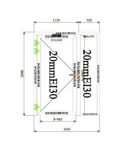 Aluminium Tür Brandschutztür 1650 x 2090 mm MB-60E EI T30