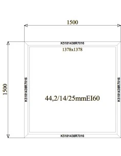 Aluminium Brandschutzfenster 1500 x 1500 mm MB-78EI F60 Festverglasung